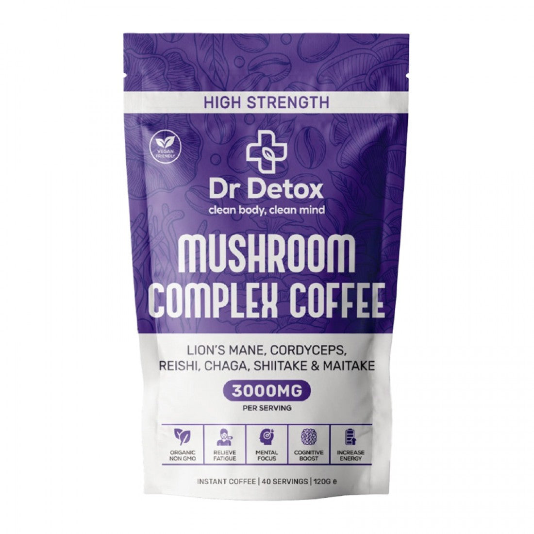 Mushroom 3000mg Complex Coffee Powder By Dr Detox.